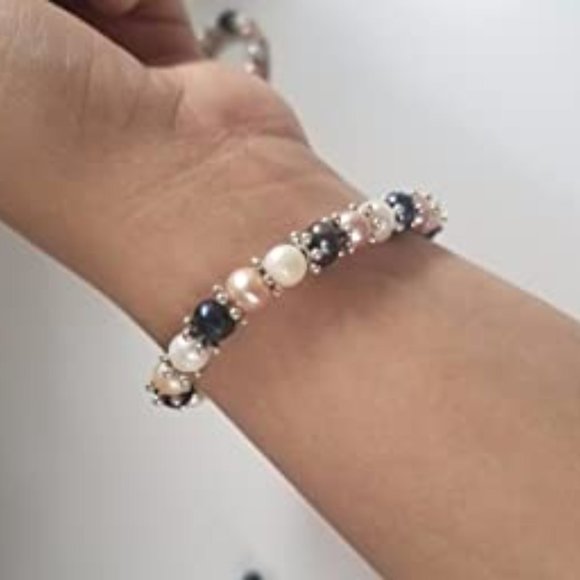 New Gem Stone King Multi-Color Cultured Freshwater Pearl Necklace Earrings Brace - Picture 5 of 5